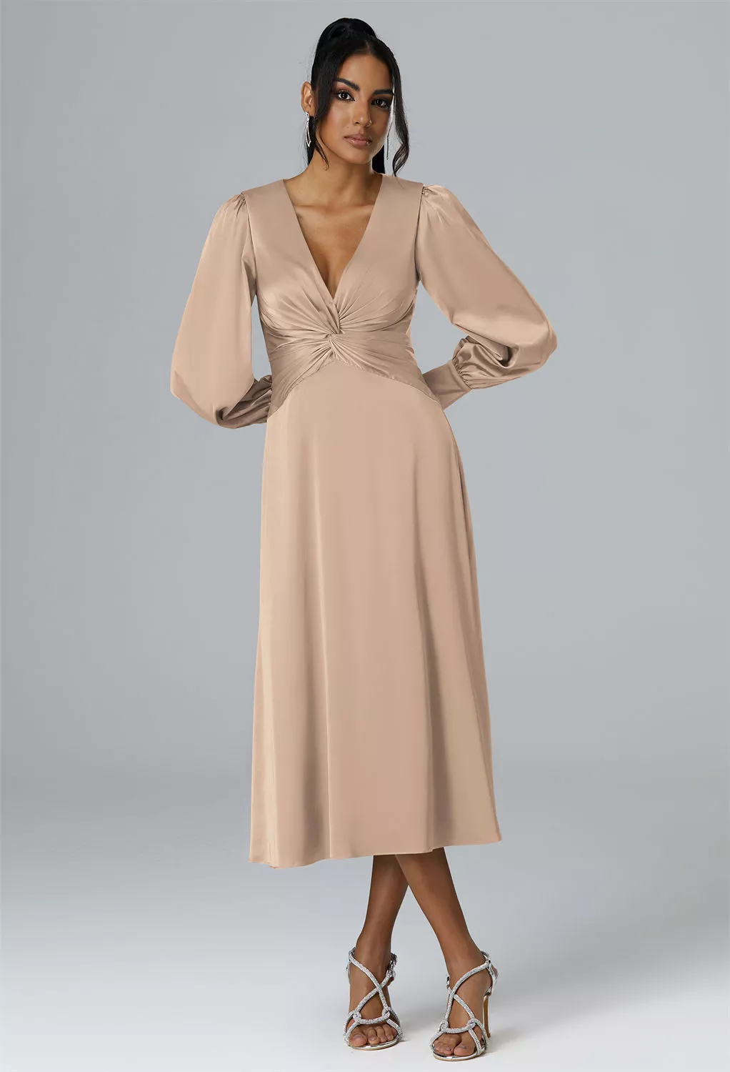 AW Sibylla Taupe  Cocktail Wedding Guest Dresses
